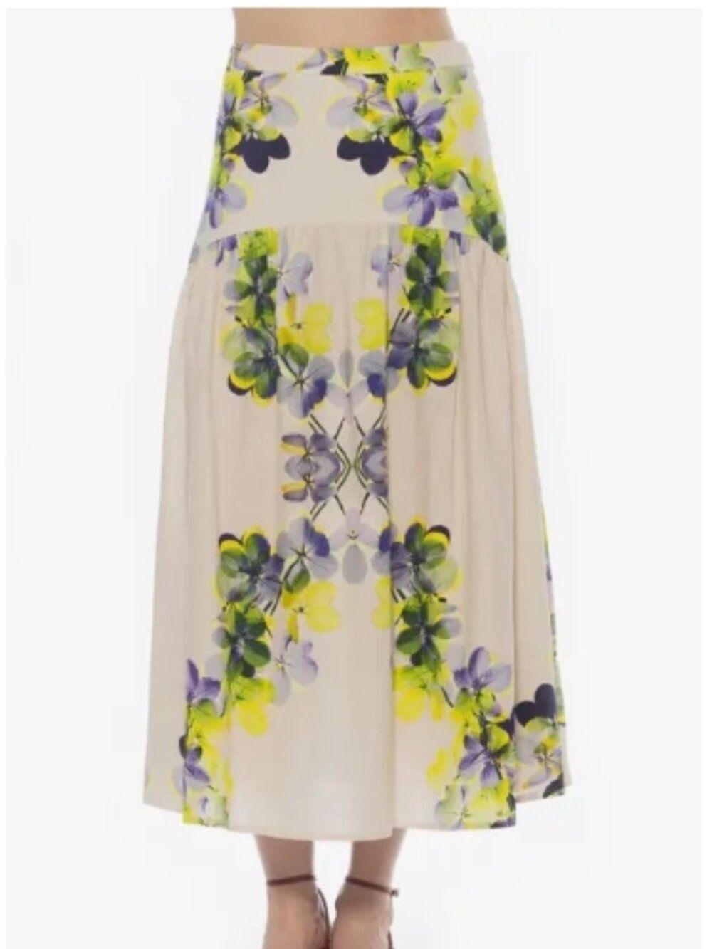 Like New! ALEXIA ADMOR Michel A-Line Skirt Linen Blend Ivory in Size 4